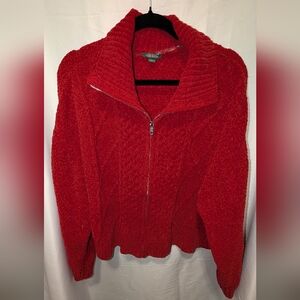 WILD FABLE Red Chenille Zip Up Jacket EUC